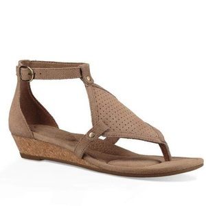 Tan Suede UGG Sandals w/ Mini Wedge